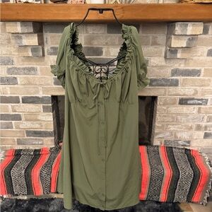 PrettyLittleThing Sage Green Ruffle Blouse